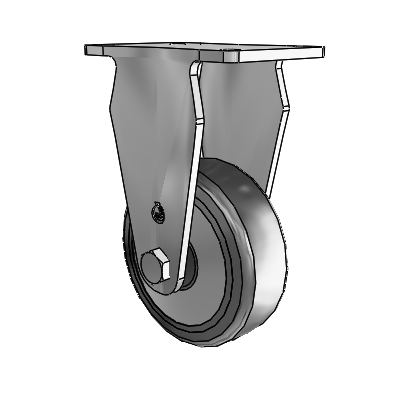 30 Series Top Plate Zinc Rigid Caster with 5 x 1.25 Hard Rubber (+ Side Plates) Wheel