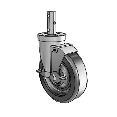 30 Series Octagon Stem Zinc Swivel Caster with 5 x 1.5 Phenolic Wheel and VertiLoc Brake