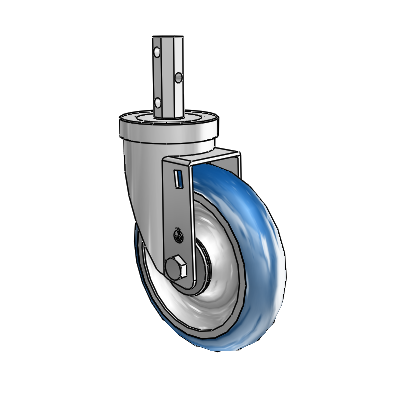 30 Series Octagon Stem Zinc Swivel Caster with 5 x 1.25 PolyLoc (Blue) Wheel