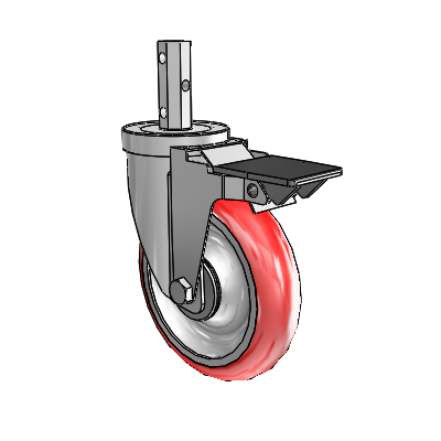 30 Series Octagon Stem Zinc Swivel Caster with 5 x 1.25 Advantage Heat (Round) Wheel and PosiLoc Brake