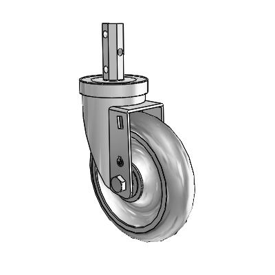 30 Series Octagon Stem Zinc Swivel Caster with 5 x 1.25 PolyLock (Grey) Wheel