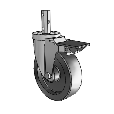 30 Series Octagon Stem Zinc Swivel Caster with 5 x 1.5 Hi-Temp Resin Wheel and PosiLoc Brake
