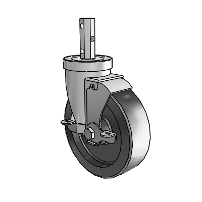 30 Series Octagon Stem Zinc Swivel Caster with 5 x 1.5 Hi-Temp Resin Wheel and VertiLoc Brake