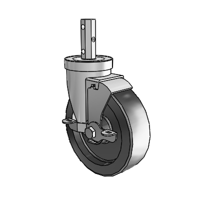 30 Series Octagon Stem Zinc Swivel Caster with 5 x 1.5 Hi-Temp Resin Wheel and VertiLoc Brake