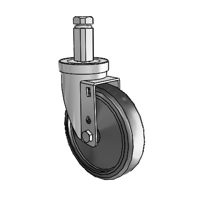 30 Series Square Stem Zinc Swivel Caster with 5 x 1.25 Cushion Rubber (Conductive) Wheel