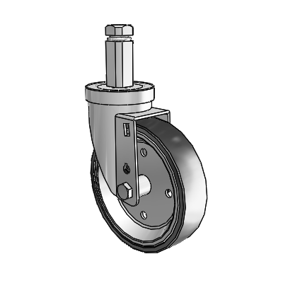 30 Series Square Stem Zinc Swivel Caster with 5 x 1.25 Welded Disc Rubber (Black) Wheel