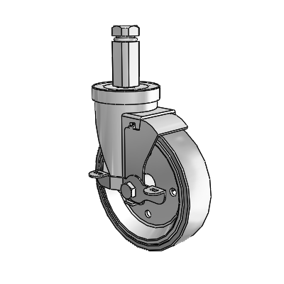 30 Series Square Stem Zinc Swivel Caster with 5 x 1.25 Welded Disc Rubber (Grey) Wheel and VertiLoc Brake