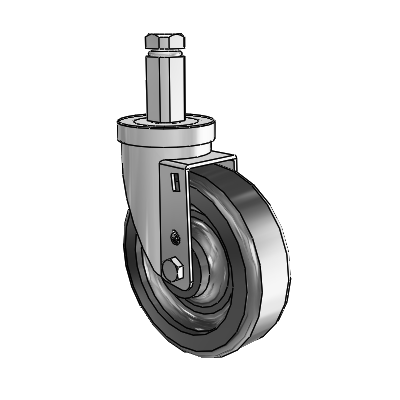 30 Series Square Stem Zinc Swivel Caster with 5 x 1.5 Phenolic Wheel
