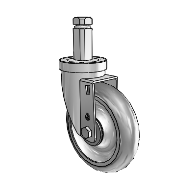 30 Series Square Stem Zinc Swivel Caster with 5 x 1.25 PolyLock (Grey) Wheel