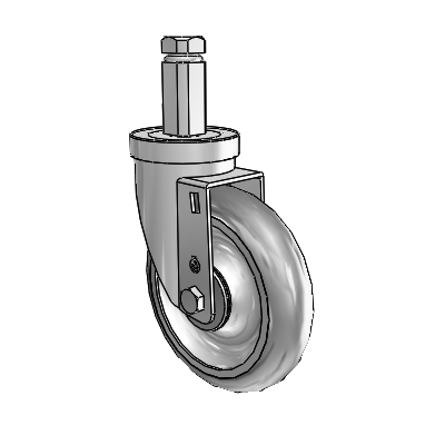 30 Series Square Stem Zinc Swivel Caster with 5 x 1.25 Advantage TPR (Round) Wheel