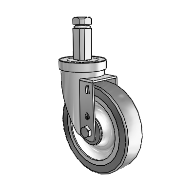 30 Series Square Stem Zinc Swivel Caster with 5 x 1.25 Advantage TPR (Flat) Wheel