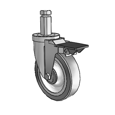 30 Series Square Stem Zinc Swivel Caster with 5 x 1.25 Advantage TPR (Flat) Wheel and PosiLoc Brake