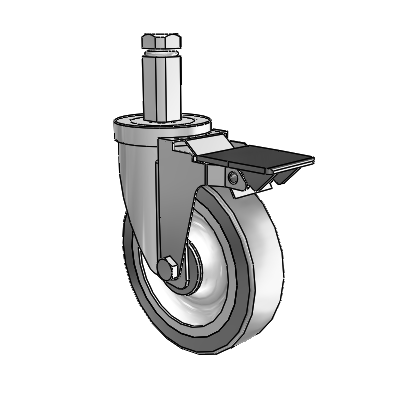 30 Series Square Stem Zinc Swivel Caster with 5 x 1.25 Advantage TPR (Flat) Wheel and PosiLoc Brake