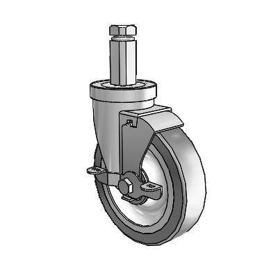 30 Series Square Stem Zinc Swivel Caster with 5 x 1.25 Advantage TPR (Flat) Wheel and VertiLoc Brake