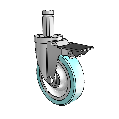 30 Series Square Stem Zinc Swivel Caster with 5 x 1.25 Advantage Health Wheel and PosiLoc Brake
