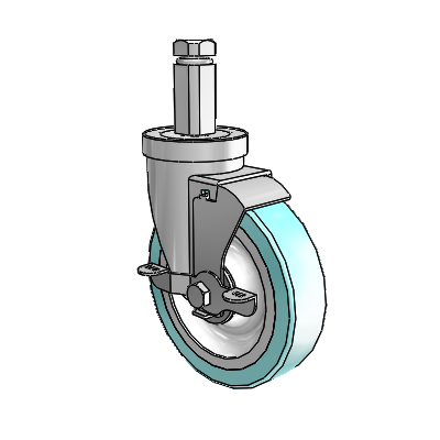 30 Series Square Stem Zinc Swivel Caster with 5 x 1.25 Advantage Health Wheel and VertiLoc Brake