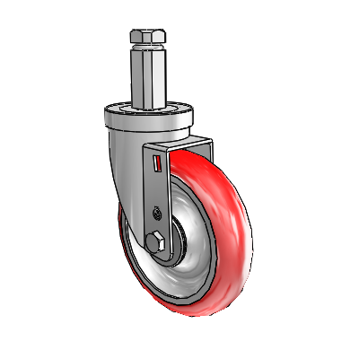 30 Series Square Stem Zinc Swivel Caster with 5 x 1.25 Advantage Heat (Round) Wheel