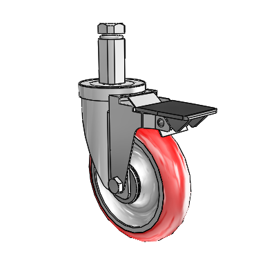 30 Series Square Stem Zinc Swivel Caster with 5 x 1.25 Advantage Heat (Round) Wheel and PosiLoc Brake