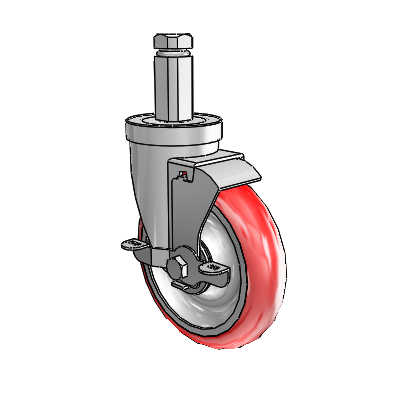 30 Series Square Stem Zinc Swivel Caster with 5 x 1.25 Advantage Heat (Round) Wheel and VertiLoc Brake