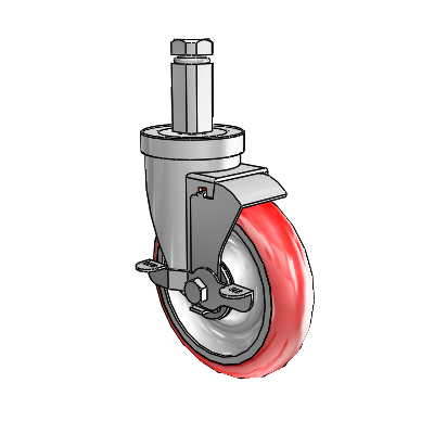 30 Series Square Stem Zinc Swivel Caster with 5 x 1.25 Advantage Heat (Round) Wheel and VertiLoc Brake