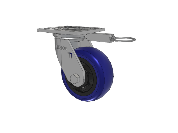 16 Series Top Plate Swivel Caster with 5 x 2 Blue Tread on Grey Polypropylene Core EG - Eagle Polyurethane (Polypropylene Core) Wheel