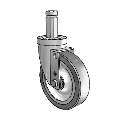 30 Series Square Stem Zinc Swivel Caster with 5 x 1.25 Advantage TPR (Flat) Wheel