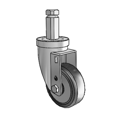 30 Series Square Stem Zinc Swivel Caster with 5 x 1.25 Hard Rubber (+ Side Plates) Wheel