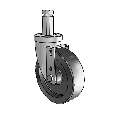 30 Series Square Stem Zinc Swivel Caster with 5 x 1.5 Hi-Temp Resin Wheel