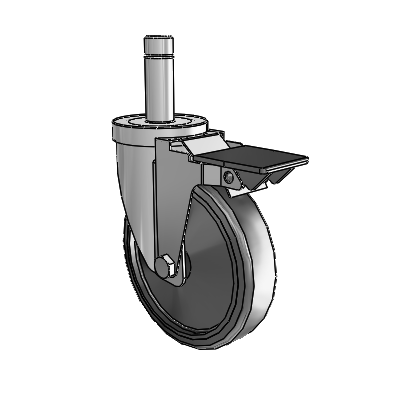 30 Series Grip Ring Zinc Swivel Caster with 5 x 1.25 Cushion Rubber (Conductive) Wheel and PosiLoc Brake