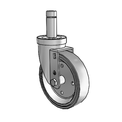 30 Series Grip Ring Zinc Swivel Caster with 5 x 1.25 Welded Disc Rubber (Grey) Wheel