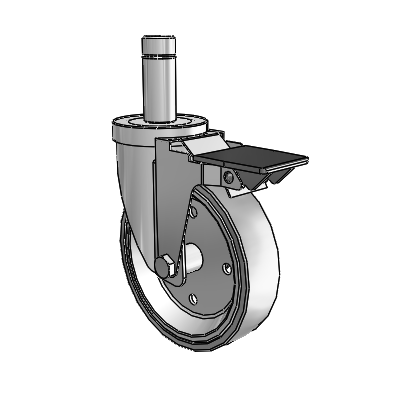 30 Series Grip Ring Zinc Swivel Caster with 5 x 1.25 Welded Disc Rubber (Grey) Wheel and PosiLoc Brake