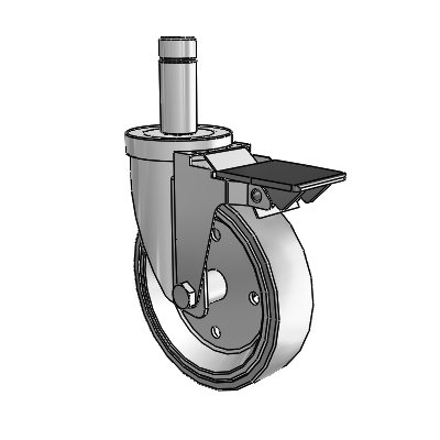 30 Series Grip Ring Zinc Swivel Caster with 5 x 1.25 Welded Disc Rubber (Grey) Wheel and PosiLoc Brake