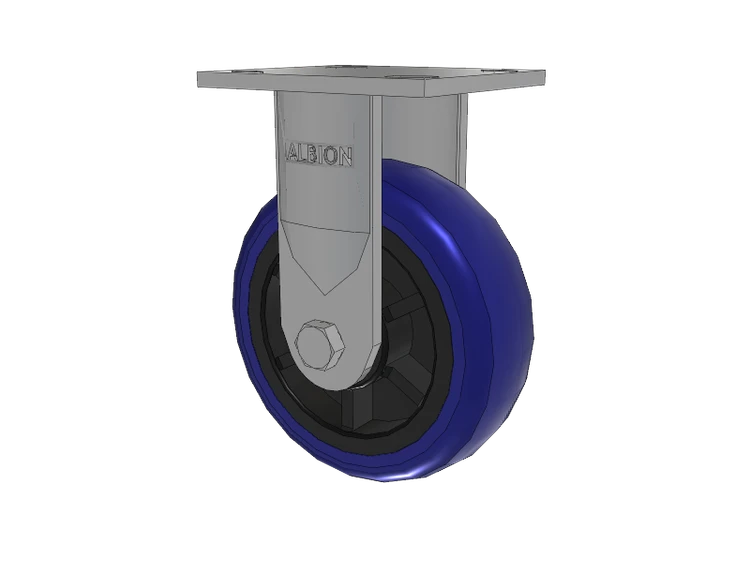 16 Series Top Plate Rigid Caster with 6 x 2 Blue Tread on Grey Polypropylene Core EG - Eagle Polyurethane (Polypropylene Core) Wheel