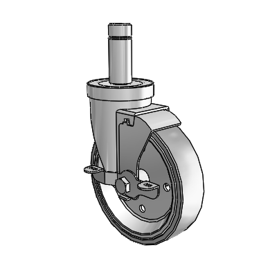 30 Series Grip Ring Zinc Swivel Caster with 5 x 1.25 Welded Disc Rubber (Grey) Wheel and VertiLoc Brake