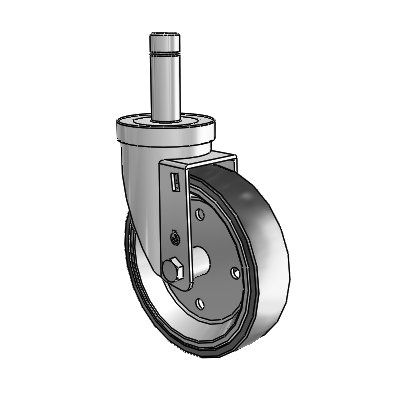 30 Series Grip Ring Zinc Swivel Caster with 5 x 1.25 Welded Disc Polyurethane Wheel