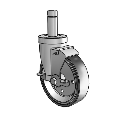 30 Series Grip Ring Zinc Swivel Caster with 5 x 1.25 Welded Disc Polyurethane Wheel and VertiLoc Brake