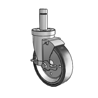 30 Series Grip Ring Zinc Swivel Caster with 5 x 1.25 Welded Disc Polyurethane Wheel and VertiLoc Brake