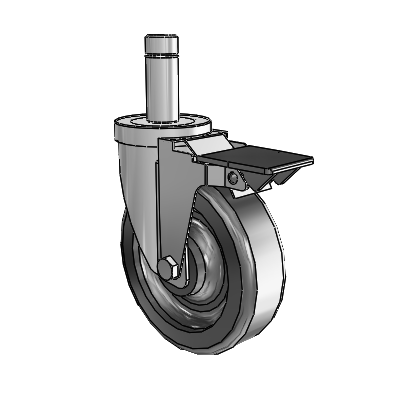 30 Series Grip Ring Zinc Swivel Caster with 5 x 1.5 Phenolic Wheel and PosiLoc Brake
