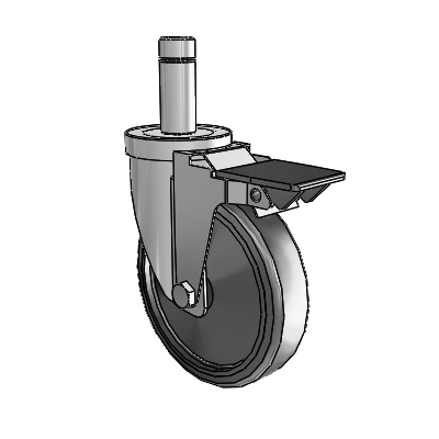 30 Series Grip Ring Zinc Swivel Caster with 5 x 1.25 Hard Rubber Wheel and PosiLoc Brake