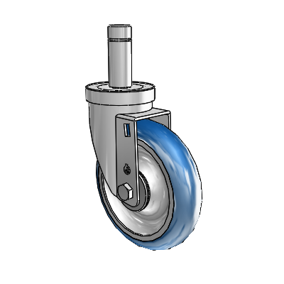 30 Series Grip Ring Zinc Swivel Caster with 5 x 1.25 PolyLoc (Blue) Wheel