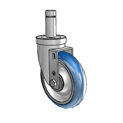 30 Series Grip Ring Zinc Swivel Caster with 5 x 1.25 PolyLoc (Blue) Wheel