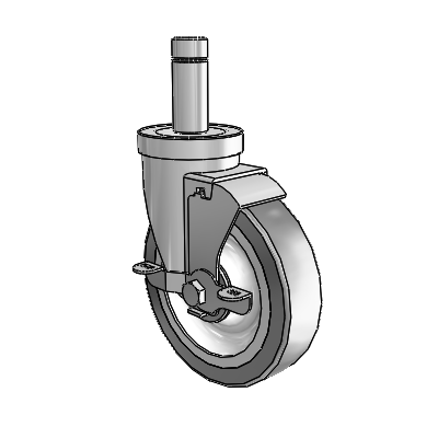30 Series Grip Ring Zinc Swivel Caster with 5 x 1.25 Advantage TPR (Flat) Wheel and VertiLoc Brake