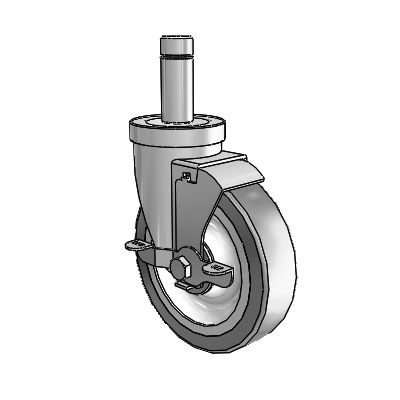 30 Series Grip Ring Zinc Swivel Caster with 5 x 1.25 Advantage TPR (Flat) Wheel and VertiLoc Brake