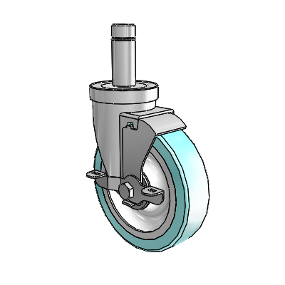 30 Series Grip Ring Zinc Swivel Caster with 5 x 1.25 Advantage Health Wheel and VertiLoc Brake