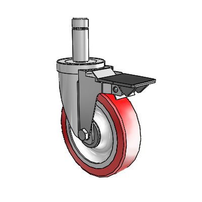30 Series Grip Ring Zinc Swivel Caster with 5 x 1.25 Advantage Heat (Flat) Wheel and PosiLoc Brake
