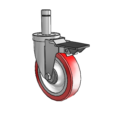 30 Series Grip Ring Zinc Swivel Caster with 5 x 1.25 Advantage Heat (Flat) Wheel and PosiLoc Brake