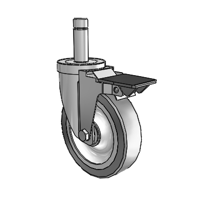 30 Series Grip Ring Zinc Swivel Caster with 5 x 1.25 Advantage TPR (Flat) Wheel and PosiLoc Brake
