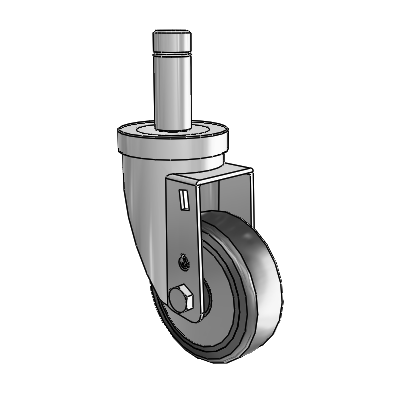 30 Series Grip Ring Zinc Swivel Caster with 5 x 1.25 Hard Rubber (+ Side Plates) Wheel