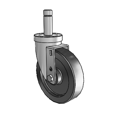 30 Series Grip Ring Zinc Swivel Caster with 5 x 1.25 Polyolefin Wheel