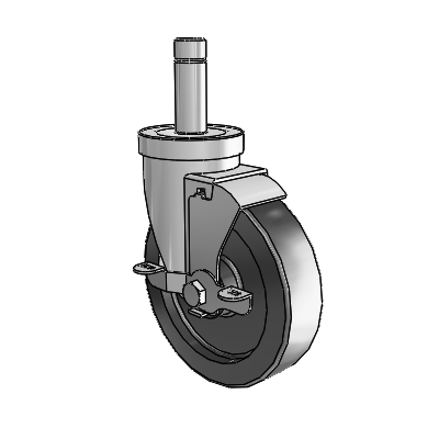 30 Series Grip Ring Zinc Swivel Caster with 5 x 1.25 Polyolefin Wheel and VertiLoc Brake